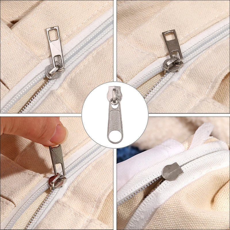 8pcs Metal Zipper Silder Nylon Zips Jacket Bag Purse Pockets Repair Zippers Heads Repair Kits DIY Garment Sewing Accessories