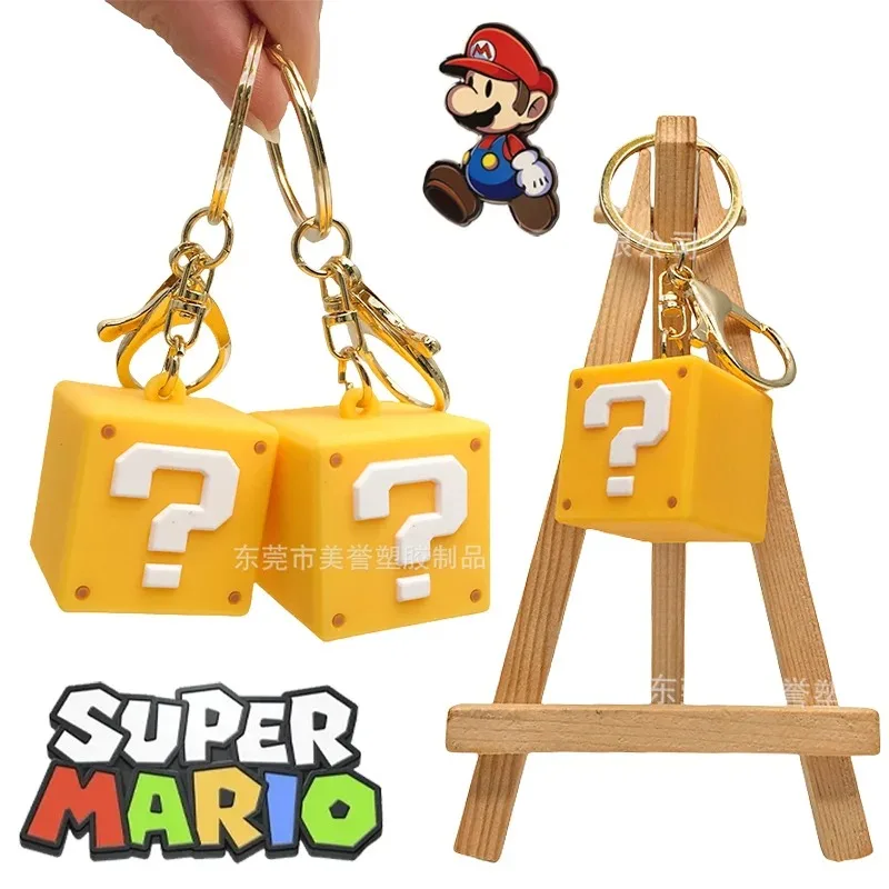 Llavero de Super Mario Bros con Signo de Interrogación, Colgante de Dibujos Animados, Adorno para Mochila, Llaveros para Parejas, Amuleto para Llaves de Coche, Regalo Decorativo