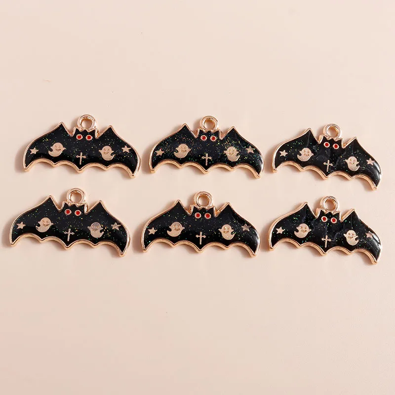 20 Stück süße Emaille Halloween Geist Kürbis Fledermaus Charms für Schmuckherstellung Ohrringe Anhänger Halsketten Armband DIY Bastelbedarf – Detail 10