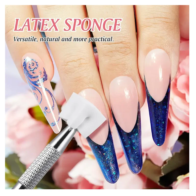 إسفنجات أظافر ناعمة لإسفنجات تزيين الأظافر أومبير مع قلم إمساك أظافر أومبير أدوات تزيين الأظافر ملحقات احترافية #4