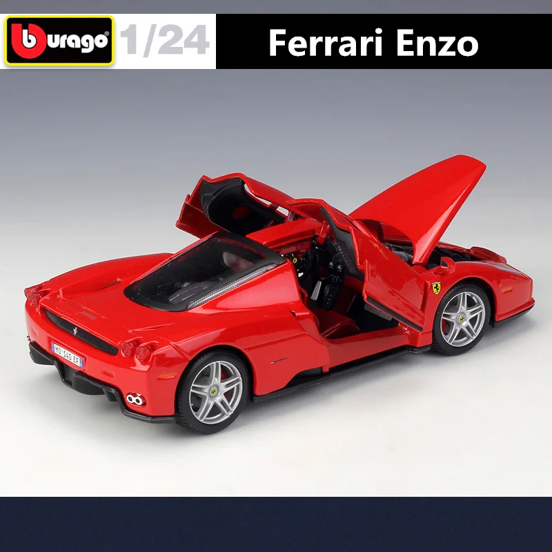 Модель спортивного автомобиля Ferrari ENZO Bburago 1:24, литой металлический гоночный автомобиль, Коллекционная модель высокой симуляции, детские