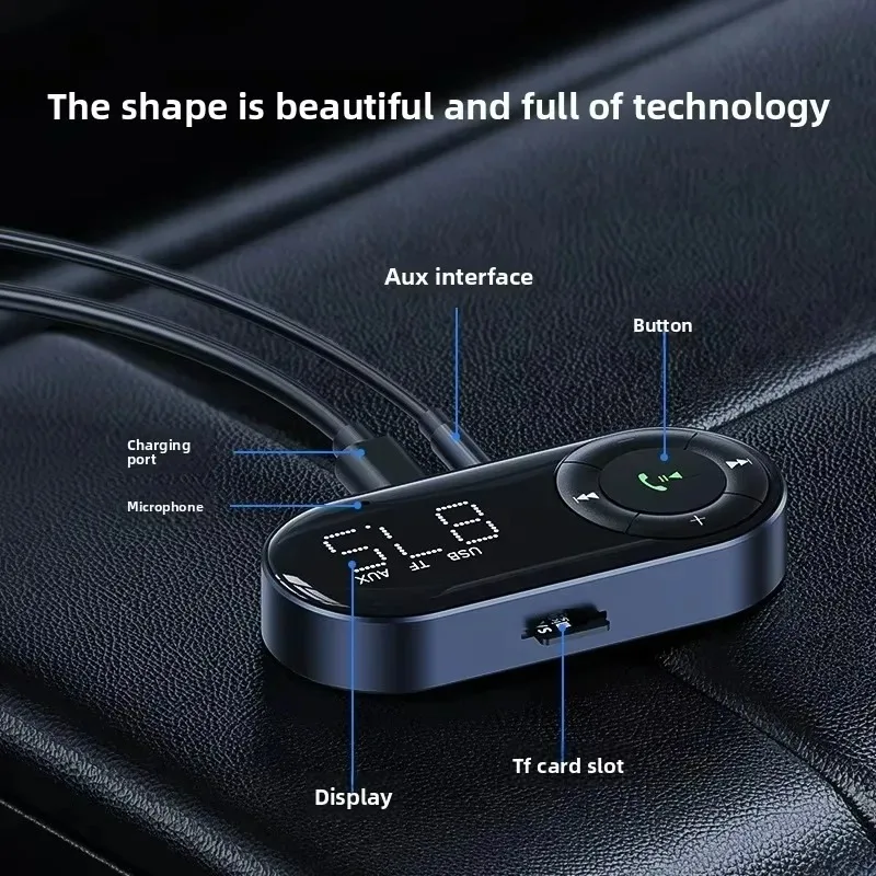 Car FM Receiver for Car Bluetooth Audio Receiver Car Hands-free Music Receiver Display Bluetooth 5.3 FM Transmitter