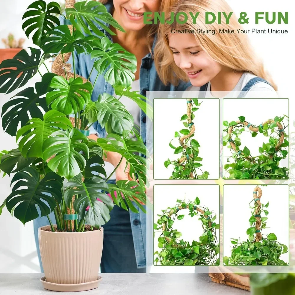 120cm Plant Moss Coir Pole Bendable Plants Climbing Support Extension Palm Vines Stick Balcony Garden Courtyard Flower Decor