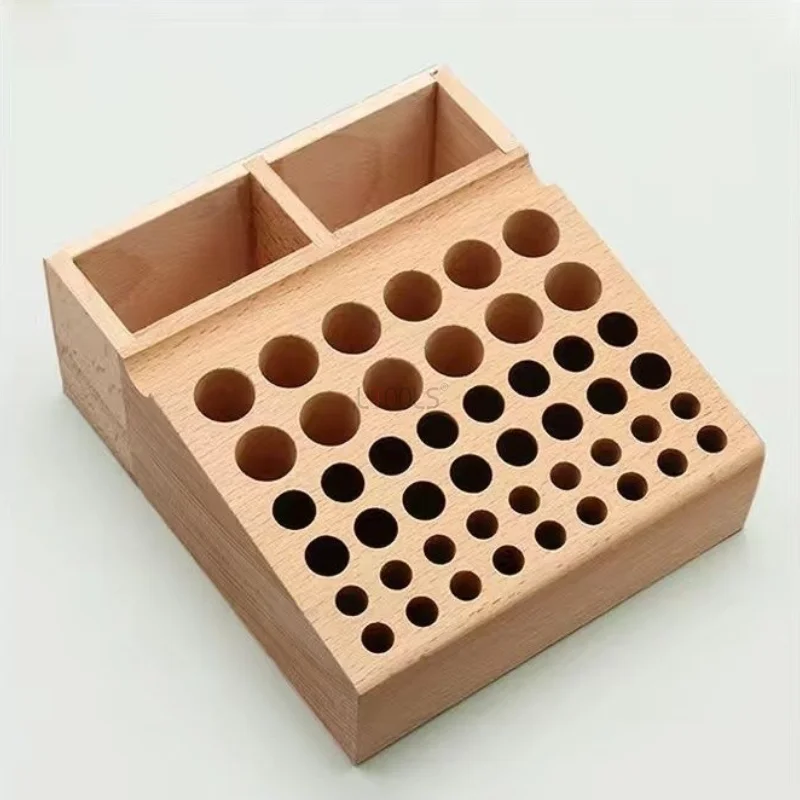 

46-98 Hole Beech Storage Box Suitable For Drill Bits Screwdriver Carving Knife Chisel Ruler Storage Organization Carpenter Tools