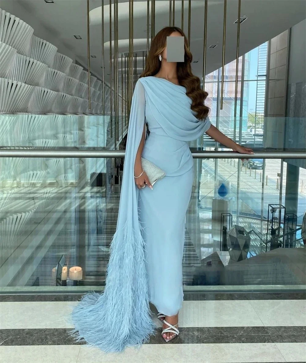 ريشة شيفون رسمية طويلة مناسبة مخصصة فساتين سهرة رعوية للجنسين جيرسي ريترو دبي السعودية العربية حفلة موسيقية مخصصة