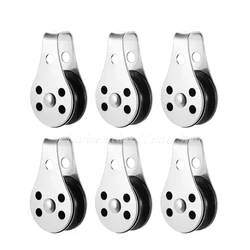6x 25mm Pulley Single Wheel Load Bearing Lifting Rope Kayak Canoe Pulley Stainless Steel for Rope Runner Kayak Boat Accessories