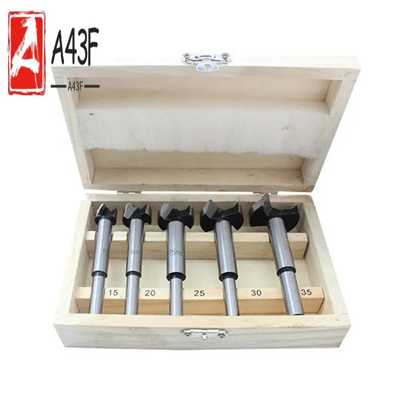 

A43F-5-Piece Wooden Boxed Flat-Wing Drill Woodworking Drill Set Woodworking Hole Opener Hinge Drilling