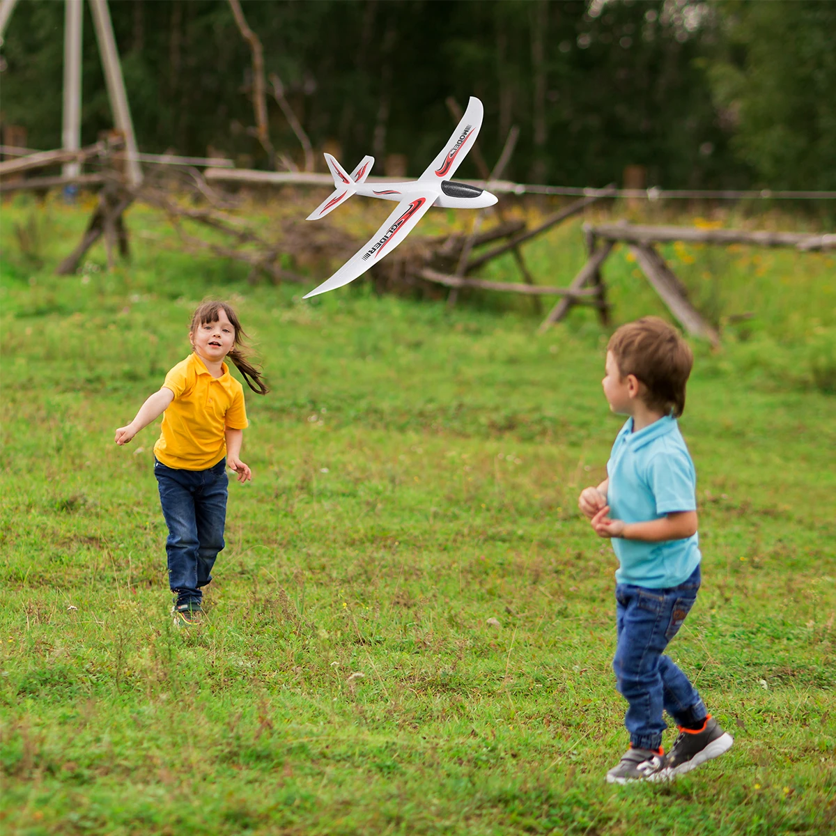 Avión planeador de espuma grande para niños, Avión de lanzamiento manual, juguete al aire libre, 2 modos de vuelo, juguete volador, favores de