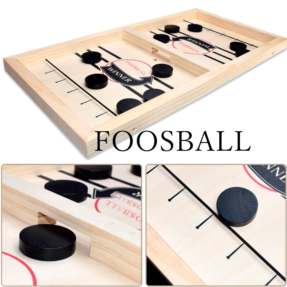 Board Game Fast Sling Puck Game,Wooden Hockey Game Sling Puck.Desktop Battle Wooden Sling Hockey Table Game