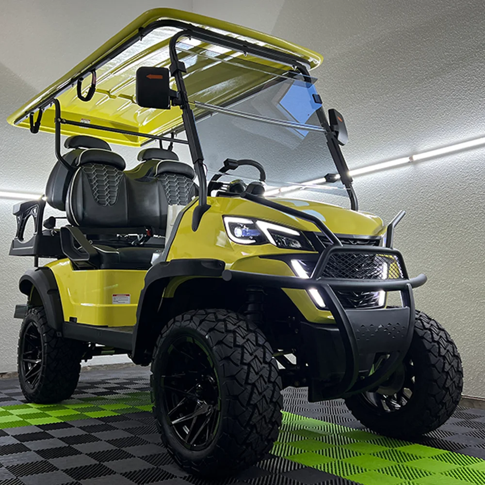 2025 أحدث 48 فولت بطارية ليثيوم سيارة جولف الكبار الألواح الشمسية بالطاقة 2 + 2 4 مقاعد على الطرق الوعرة عربة جولف كهربائية #3