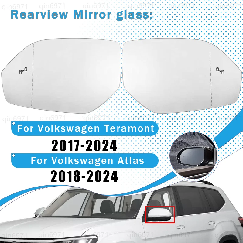 

Glass rear view mirror with heating, left and right rear view mirror with blind spot for Volkswagen Teramont Atlas 2017-2024