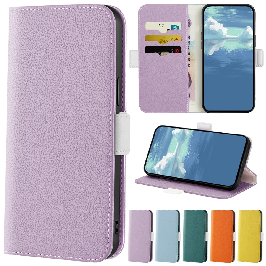 

Wallet Lychee Leather Case For Xiaomi Redmi 10 10C 9 9A 9C 9T Note 11 11S 11 Pro 10S 10 9 8 Pro Mi Poco X4 M4 Pro 11T 12 Lite