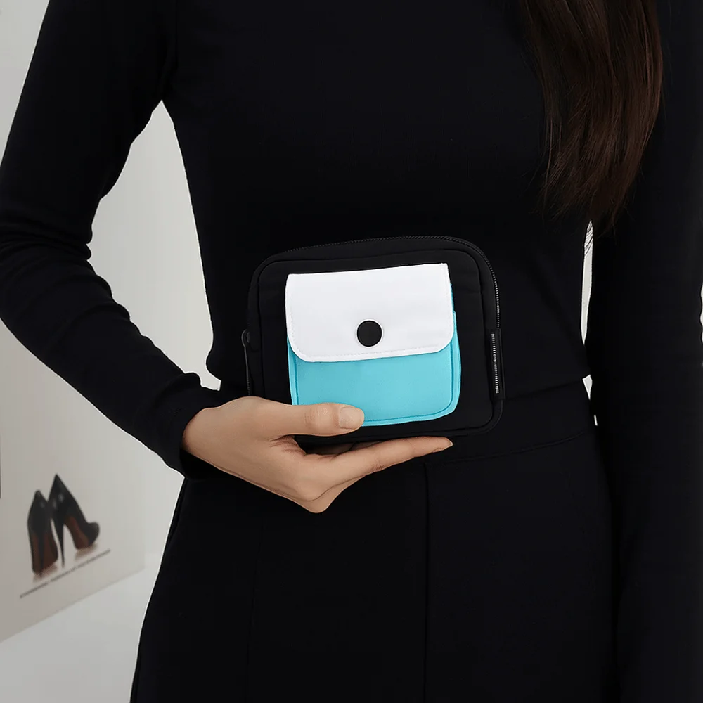 

Portable Contrast Color Canvas Coin Purse Square Multifuctional Earphone Bag Zipper Lightweight Mini Storage Bag Unisex