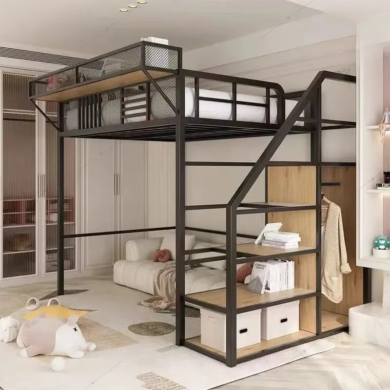 Heavy Duty Metal Bunk Bed Frame with Safety Ladder Non Slip Steps Compact Design for Shared Living Spaces