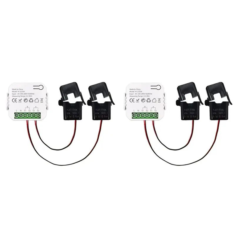 

A99E-2X Tuya Smart Wifi Energy Meter Bidirection With Current Transformer App Monitor Power 80A Support Alarm 2 Channels- 2CT