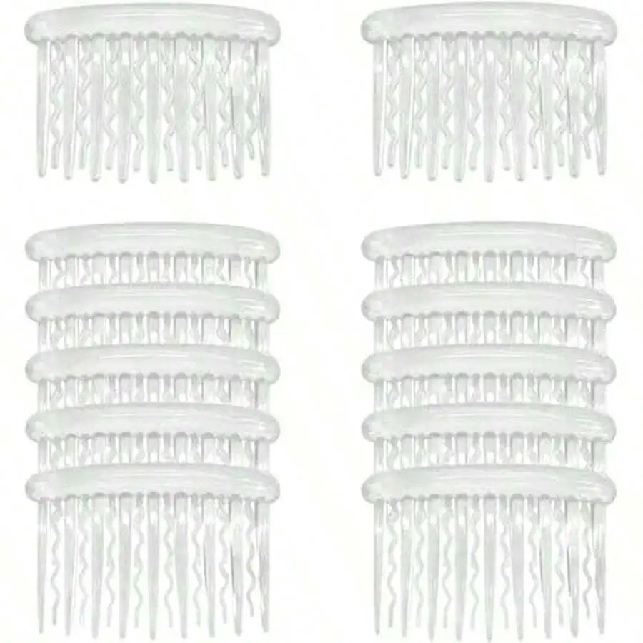 

12 Pcs Transparent Plastic Hair Side Combs Lightweight Stylish Accessories
