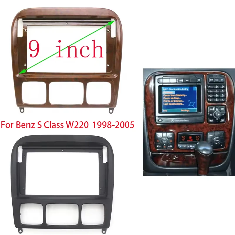 

9 Inch Car Frame Fascia Adapter Android Radio Dash Fitting Panel Kit For Benz S Class W220 S280 S320 S350 S400 S500 1998-2005