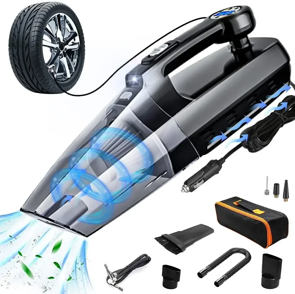 Multi function Liquid crystal digital display car vacuum cleaner with wired portable car vacuum cleaner