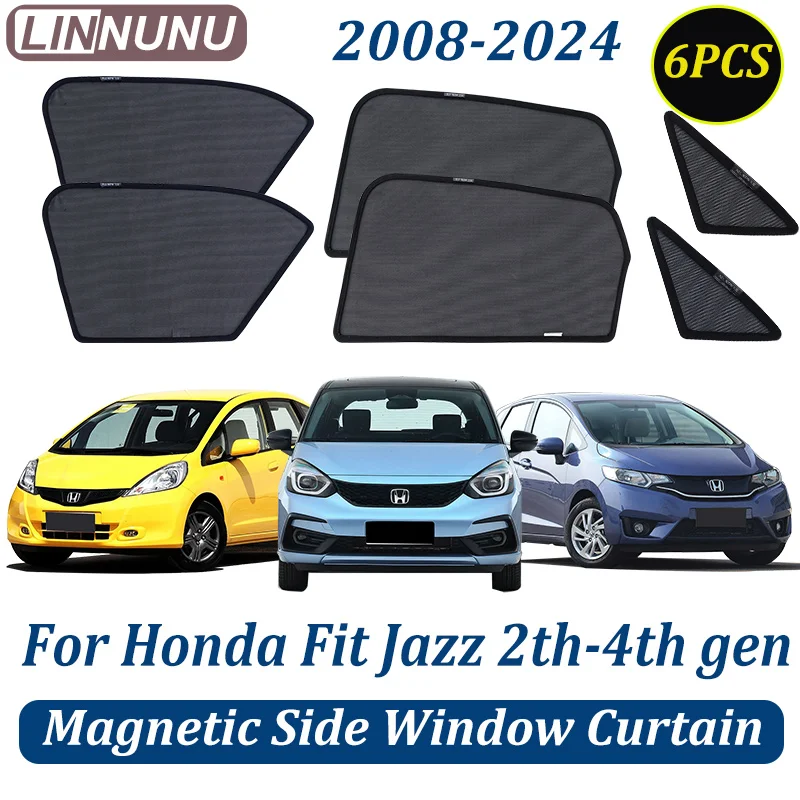 

Linnunu for Honda Fit Jazz 2008-2025 Magnetic Car Sunshade Windshield Curtain Side Window Sun Visor to Prevent Uv Rays Car Interior Accessories Summer Sun Protection Car Supplies 2-4Th Gen