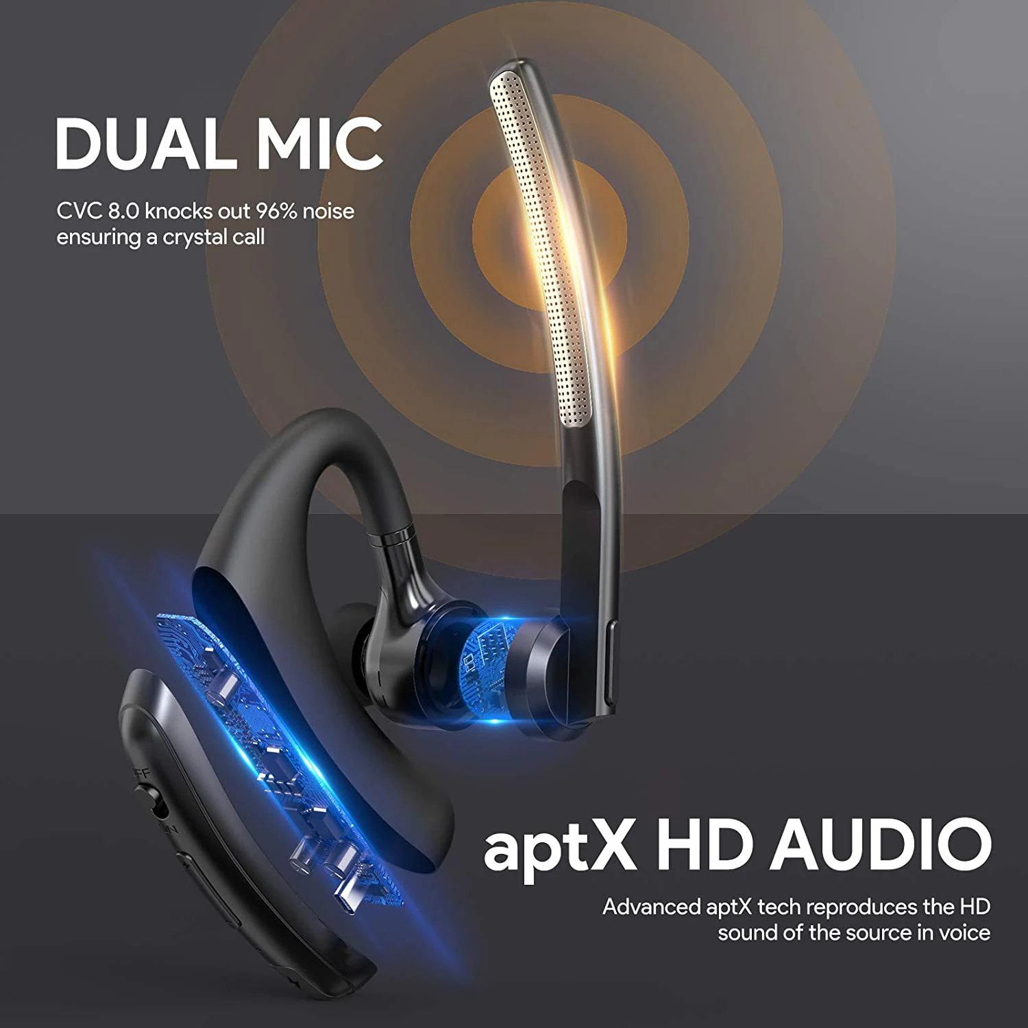 K20 Bluetooth Earphones Wireless Headset Noise Cancelling Headphones Handsfree Earbuds With Apt-X HD Dual Mic For Smart Phones