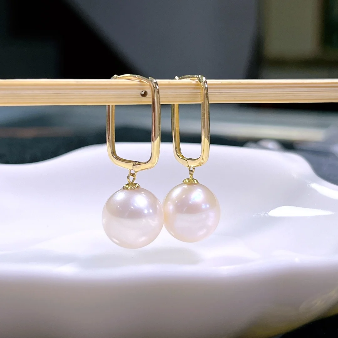 shilovem 18k yellow Natural freshwater pearls Drop Earrings fine Jewelry women trendy anniversary party new gift  yze11119876zz