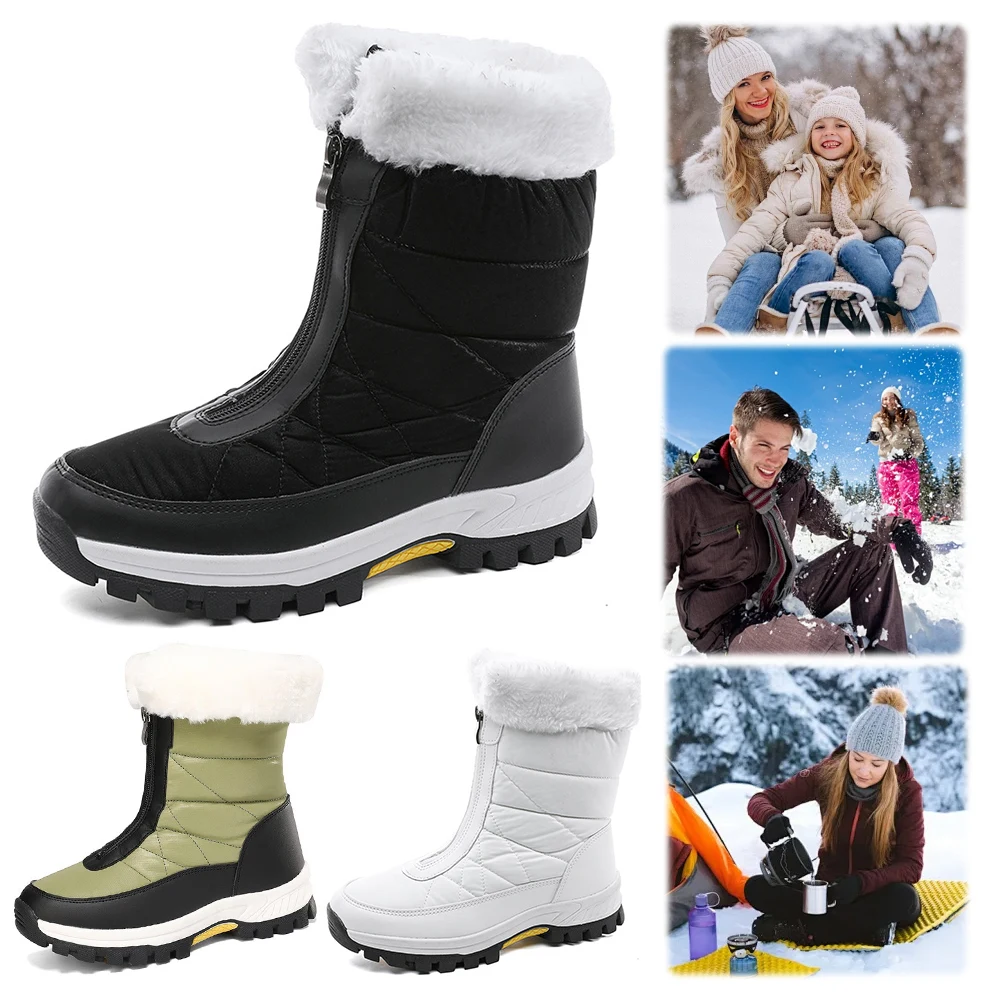 Womens High-Top Snow Boots Fur Lined Walking Boots Waterproof Non-Slip Minimalist Barefoot Sneakers Warm Ankle Boots For Outdoor