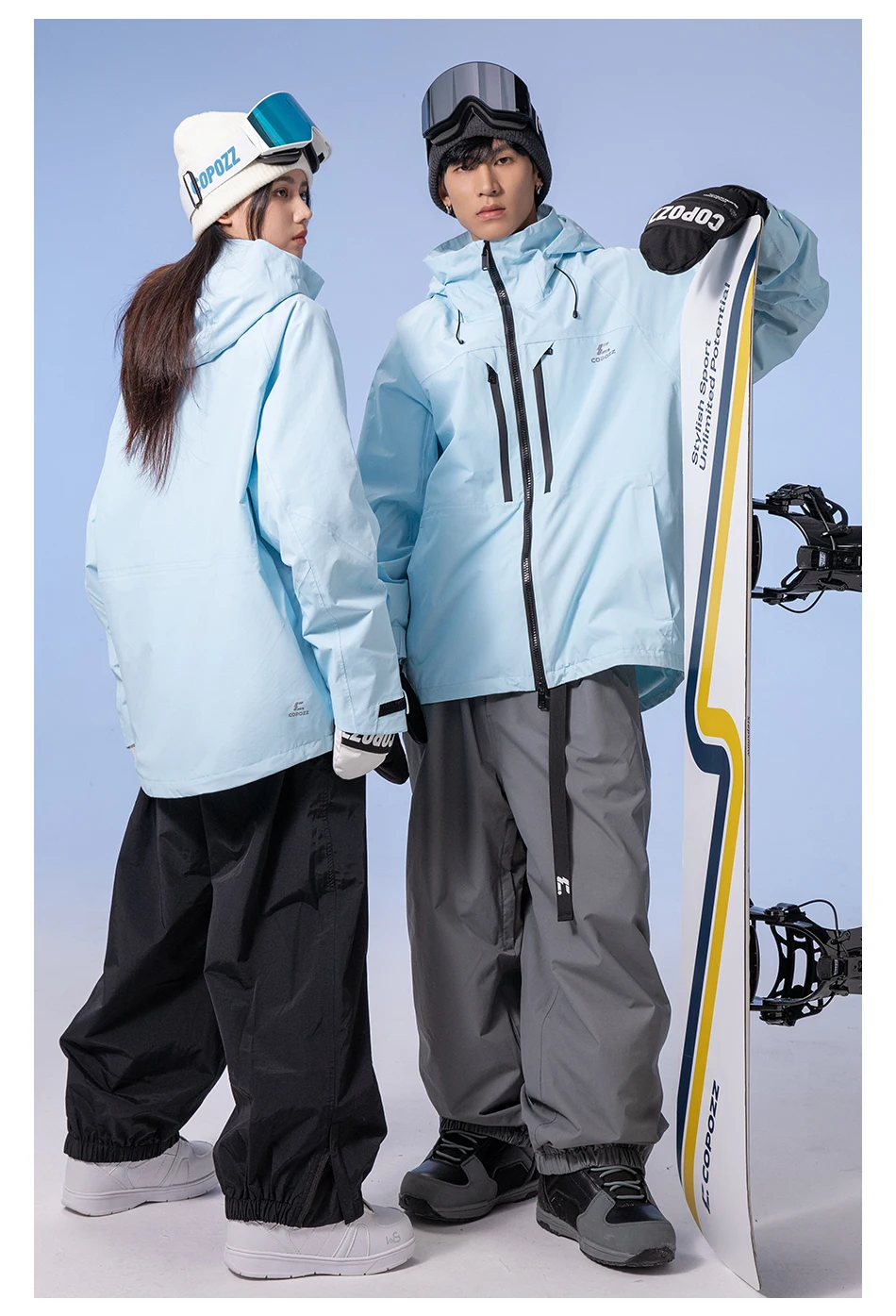 COPOZZ Verdickte 3L Skijacke für Herren und Damen, winddicht, wasserdicht, Winter-Ski-Mantel, Skibekleidung, einfarbig, mit Kapuze, warmer Snowboard-Skianzug – Detail 33