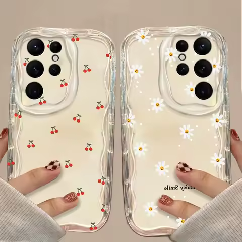 INS Cute Cherry Daisy Smile Print Case For Xiaomi 15T Pro POCO X7 X6 X5 F3 F4 X3 M3 M4 M6 F6 F7 Pro 15 Ultra 11 Lite 5G NE 12T