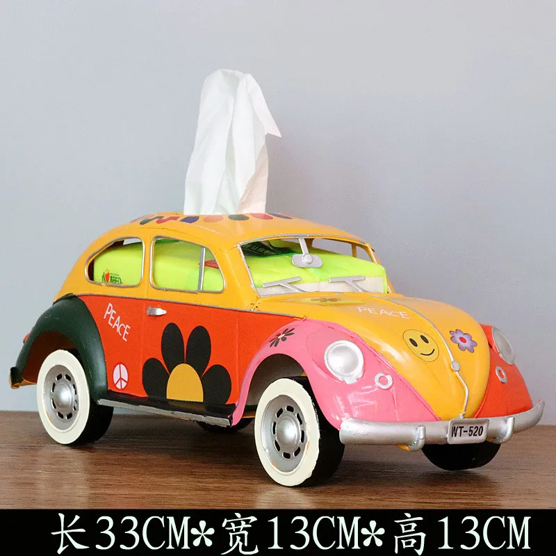 Vintage car Model Tissue Boxes Figurines Retro Car Tissue Dustproof cool Tissue Storage Box For Office Home Decoration Wholesale