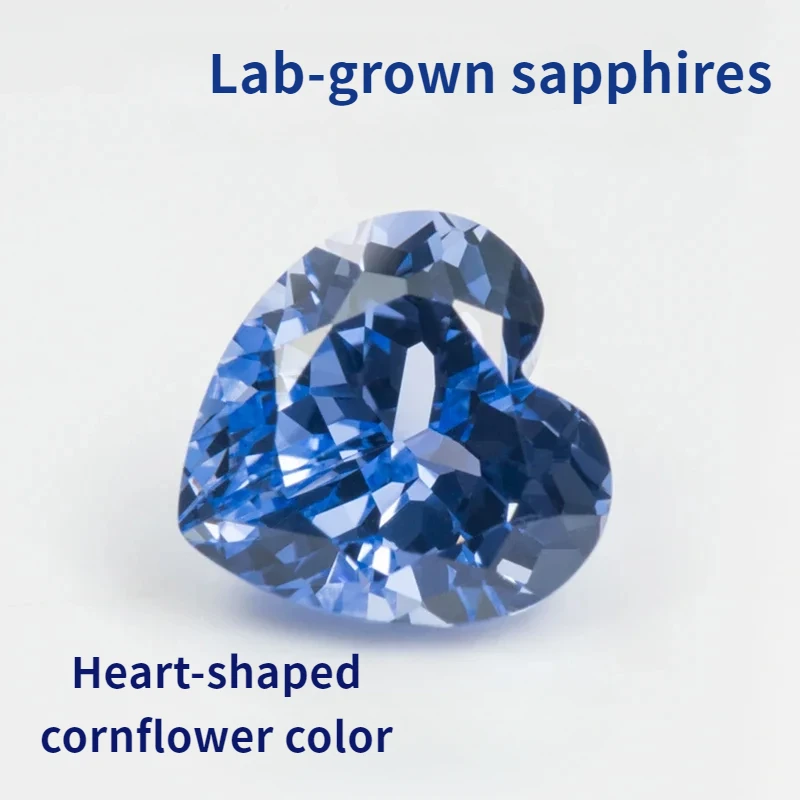 

Lab Grown Sapphire Heart Shaped Cornflower Color for Jewelry Making DIY Rings Necklace Earrings Material Certificate