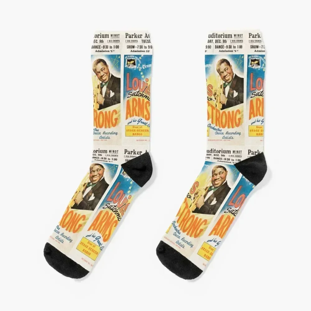 

Louis Armstrong - vintage concert poster Socks Stockings man sport Christmas cartoon Socks For Girls Men's
