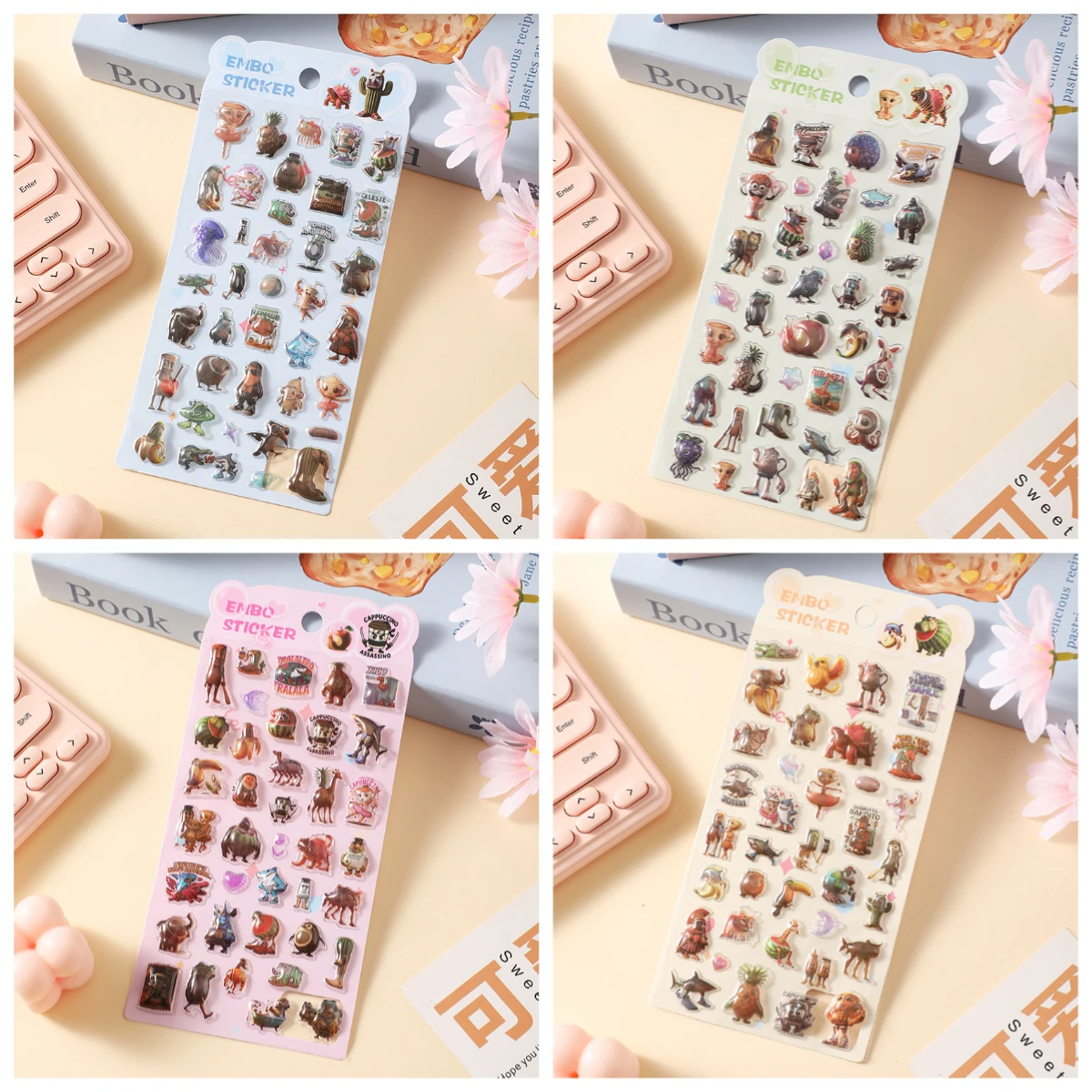 Q1/4p 3D ملصقات الماس الكلاسيكية من الجبال والأنهار مع موضوع الرسوم المتحركة، ختم قطرة بونبون PVC، DIY