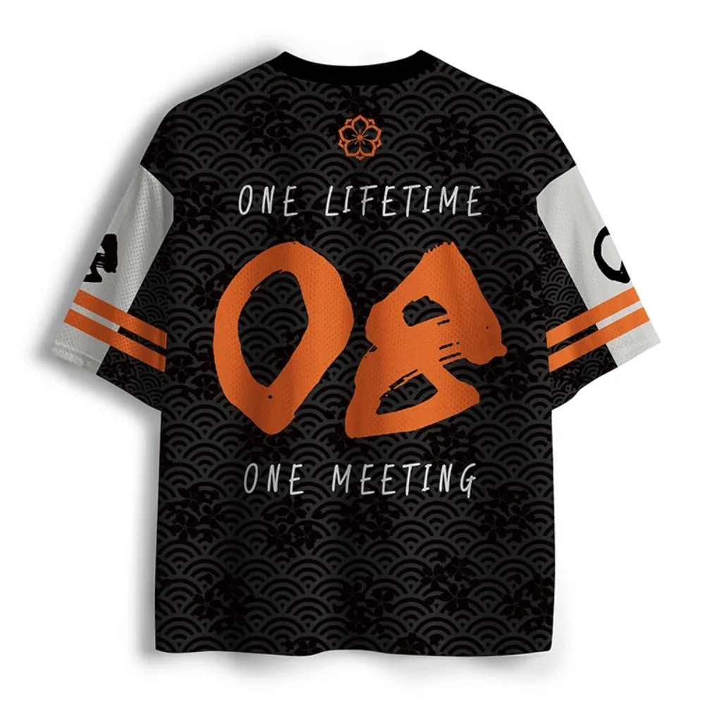 Japanese-style Calligraphy 3D Print Sport Quick-dry Breatha Men Vneck Tshirt Outdoor Street Y2K Harajuku Casual Parent-child Top