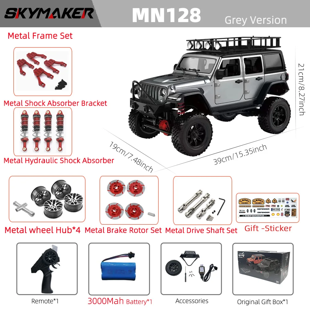 MN128 1/12 RC Car 4WD Jeep Model 2.4G Remote Control LED Light 4X4 Off Road 4WD Climbing RC Truck Electric Toy Car Gift for Boy image 3