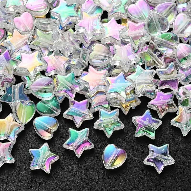 100/200/400Pcs AB Color Acrylic White Star Heart Shape Style Loose Spacer Beads For Jewelry Making DIY Bracelet Accessories