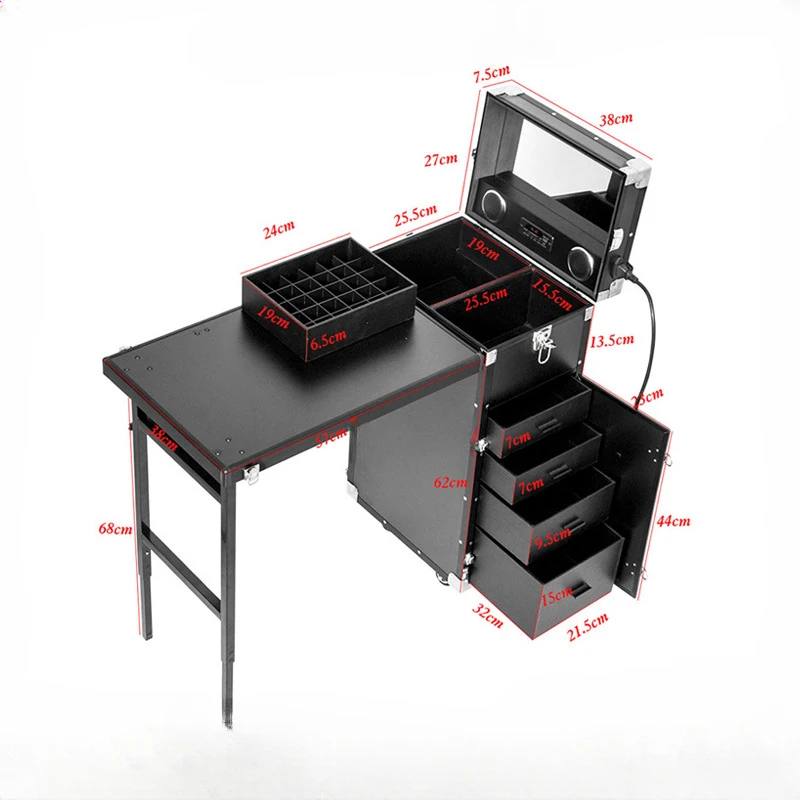 Trolley Make-Up Case Draagbare Make-Up Artist Trolley Case Bluetooth-Connecteerbare Make-Up Case Multi-Kinetische Cosmetische Case