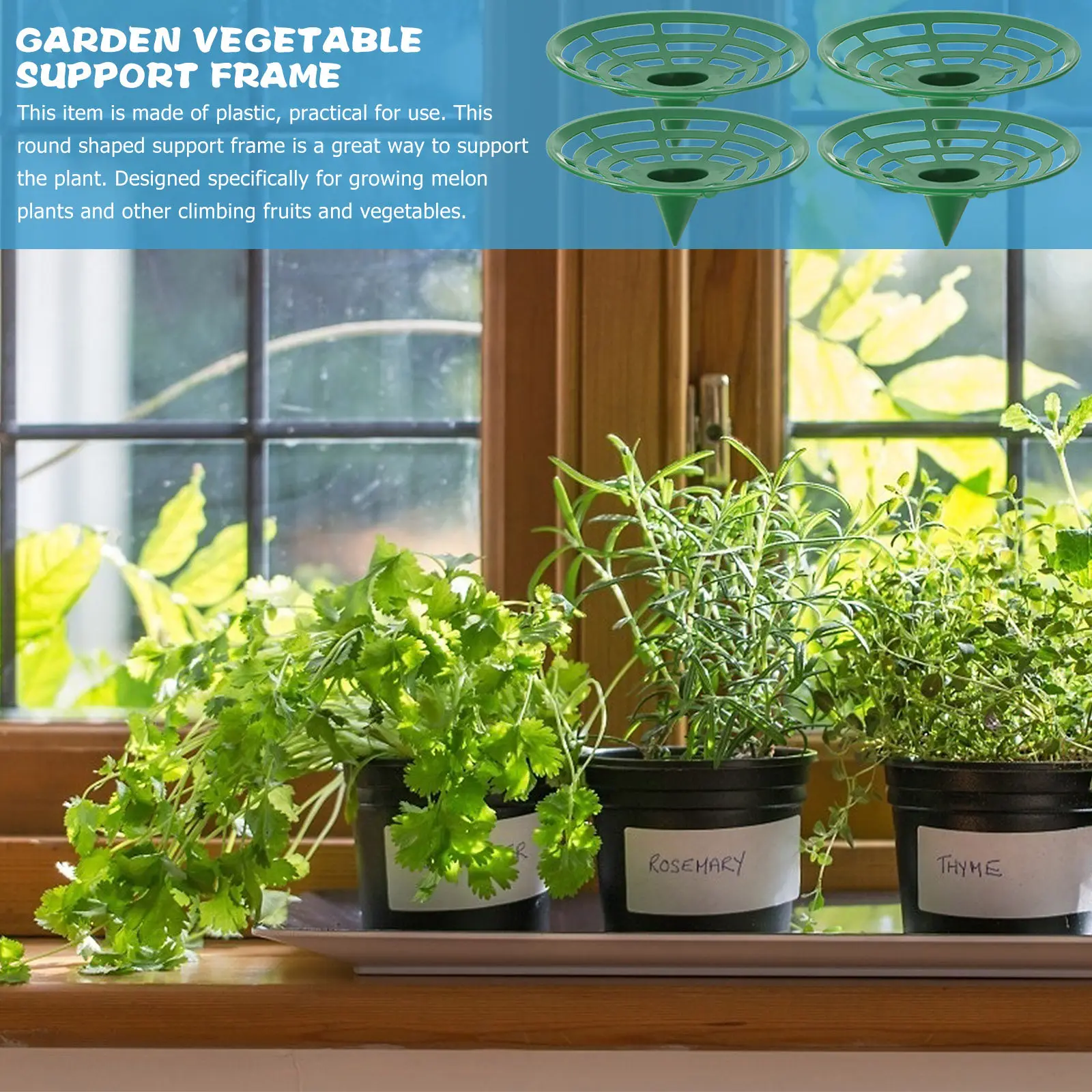 6Pcs Fruit Vegetable Anti-Corrosion Plastic Support Frames Round Melon Growing Rack Garden Climbing Vine Stand for Strawberry