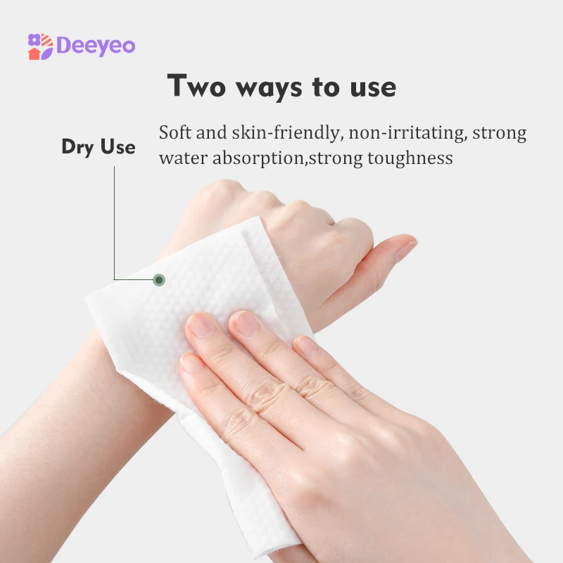Deeyeo – tampons de coton jetables pour le visage, pour bébé, adulte, tissus faciaux, motif perlé, doux, serviette de nettoyage, maquillage, outil de démaquillage, 80 pièces