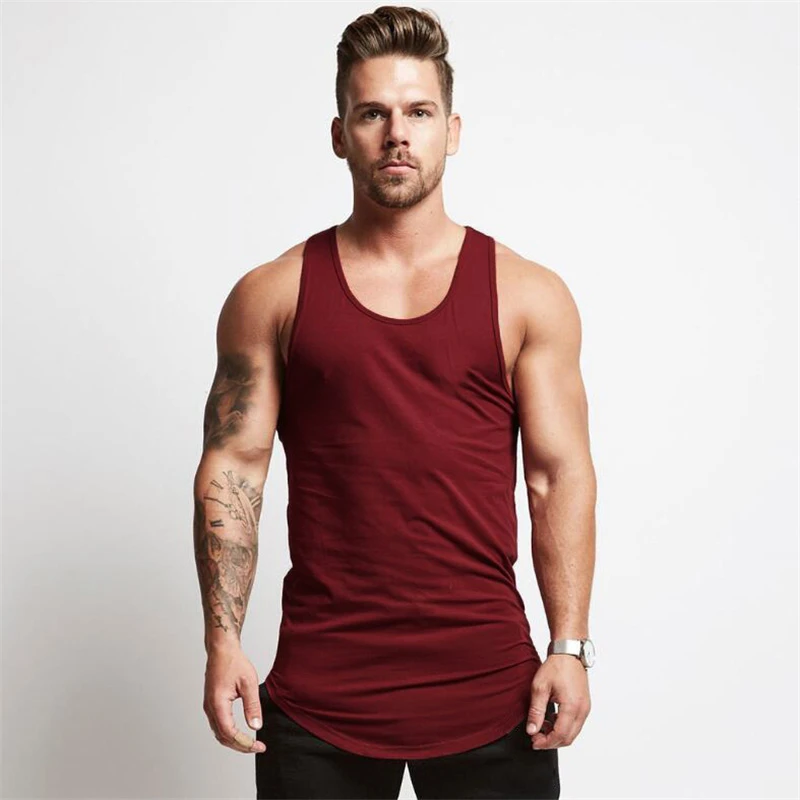 Cotton Material Summer Fitness Sports Vest Men\'s T-shirt Comfortable Bottoming Sweatshirt Workout Clothes