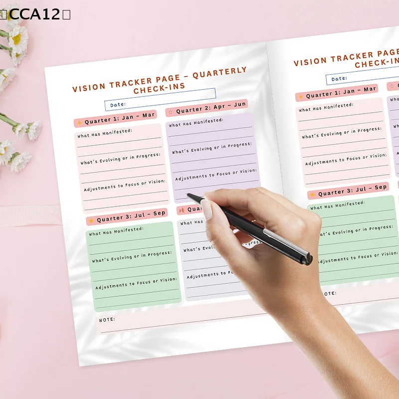 〔CCA12〕Vision Board And Goal Planner Manifest Your Best Life With Monthly & Quarterly Strategic Planning, SMART Goals Workbook