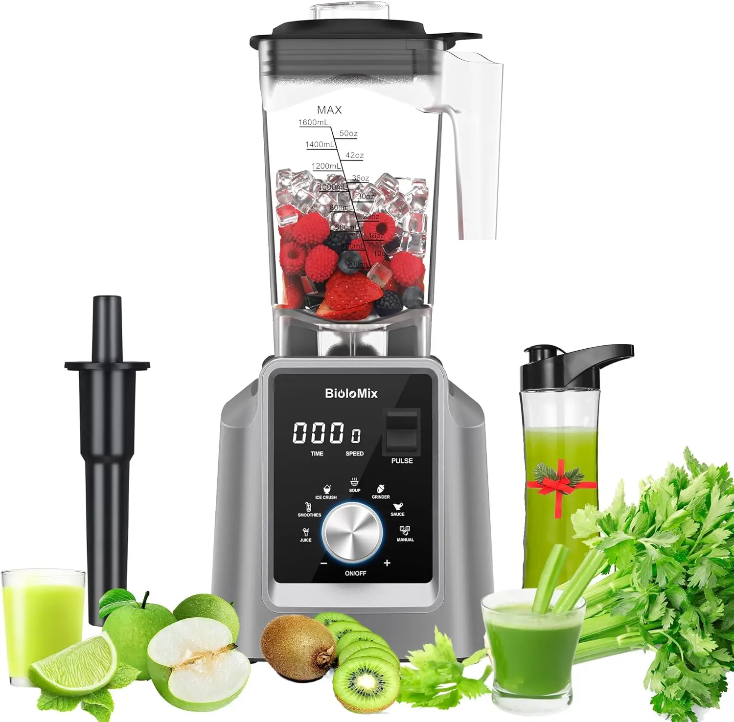 

Professional Blender, 2200W 6 Automatic Program Blender For Kitchen,Smoothie Blender 70 oz capacity with 600ML Portable Bottle,I