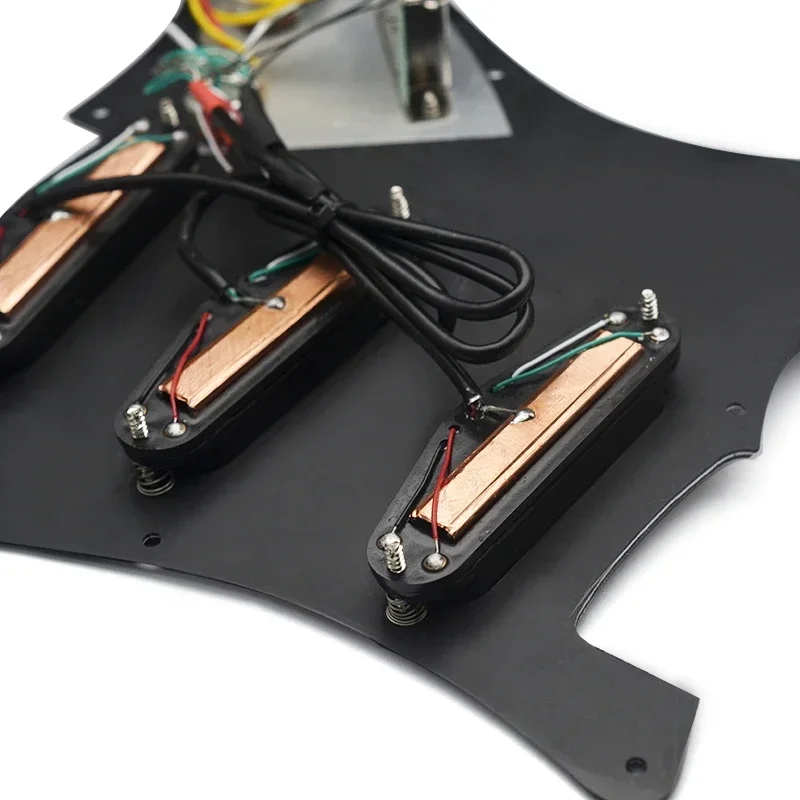 SSS Prewired Loaded Electric Guitar Pickguard Set Dual Rail Pickups For ST Style Guitar 3Pcs Mini Humbucker 9K