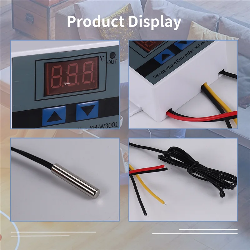 AB15-4Pcs 220V Ac Digital Led Temperature Controller Xh-W3001 For Incubator Cooling Heating Switch Thermostat Ntc Sensor