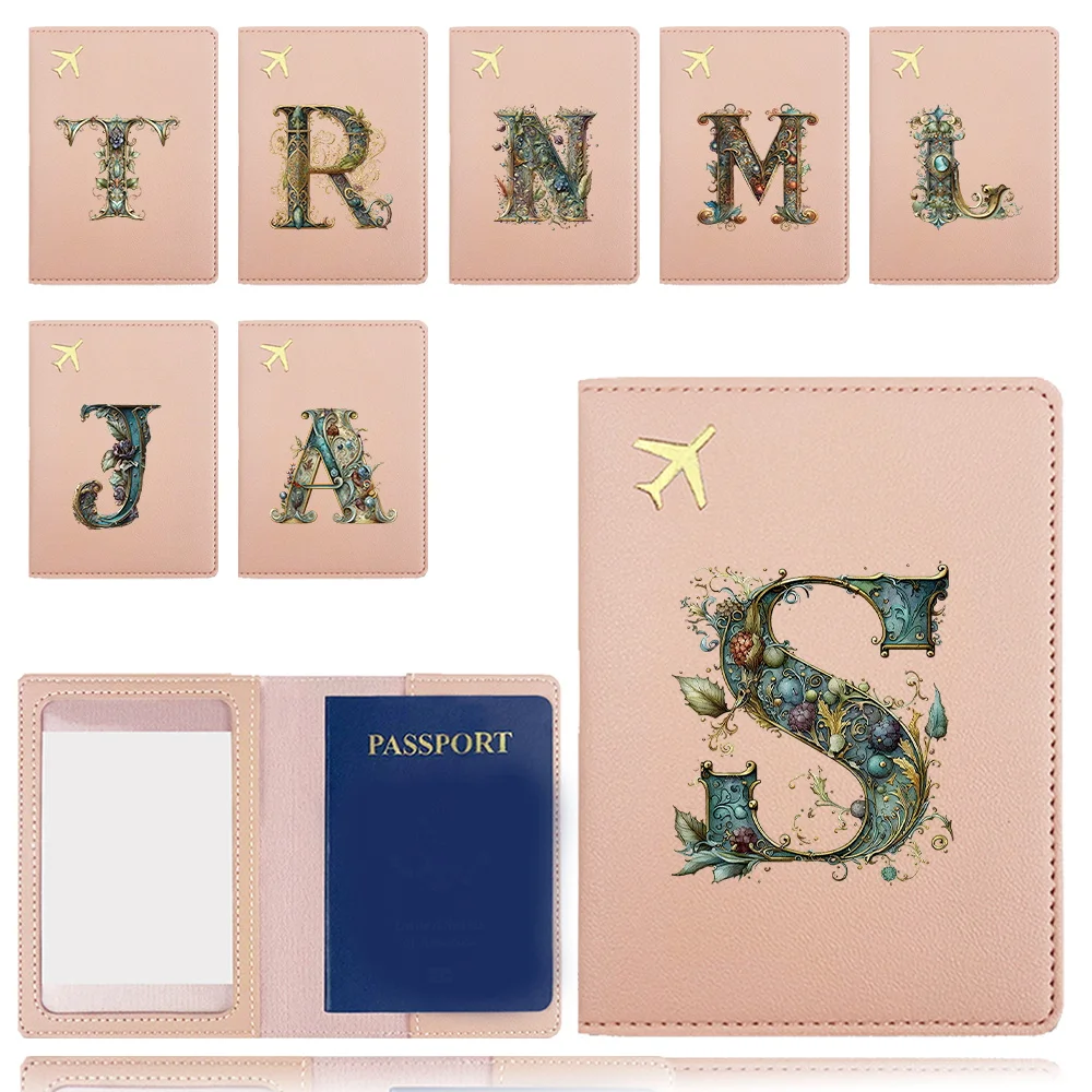 

Portable Passport Case Women Men Credit Card Organizer Cover Graphic Letter Pattern PU Travel Airplane Travel Passport Cover