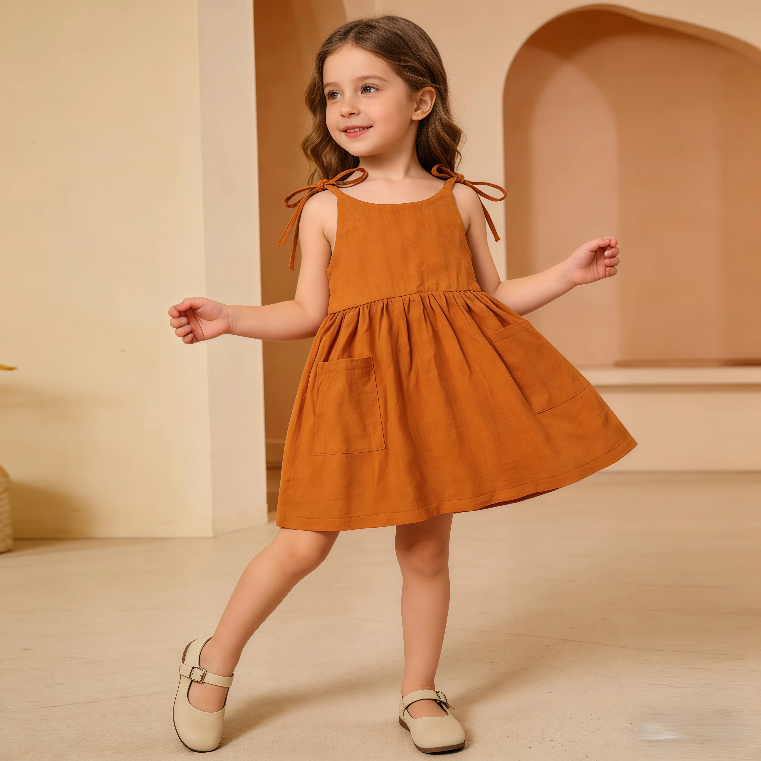 

Fashion Children Baby Girls Clothes Summer Casual Solid Color Dress With Pocket For Kids Holiday Wedding Party Daily Costume