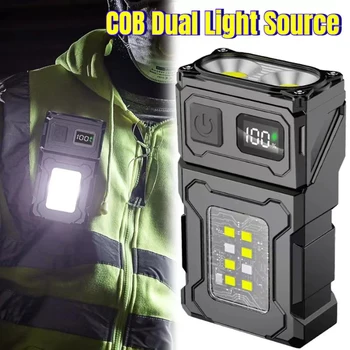 MINI USB şarj edilebilir LED el feneri taşınabilir kuyruk mıknatıslı el feneri süper parlak kamp feneri yan COB acil durum ışığı