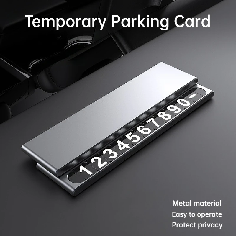 Creative Alloy High-End Car Parking Sign Temporary Phone Number Plaque for Vehicle Movement Car parking phone number plate