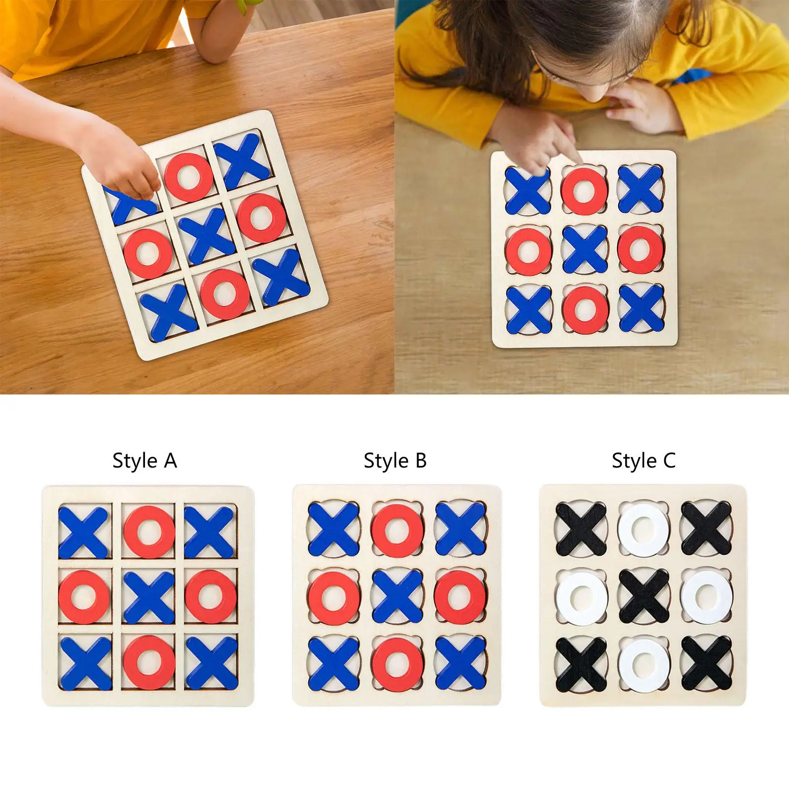 Wooden Tic TAC Toe Game Travel Games Parent Child Interaction XO Table Toy