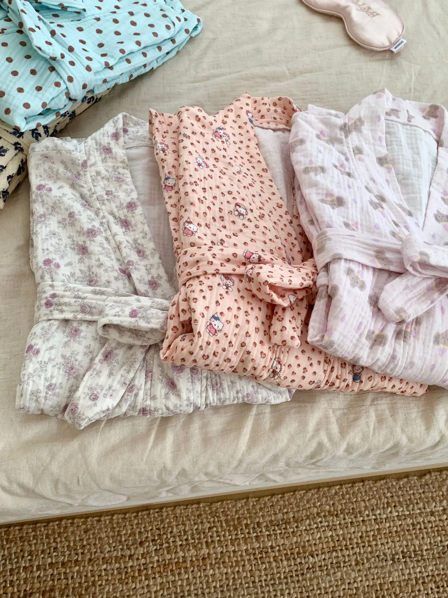 new-a-class-pure-cotton-bathrobe-multi-floral-cartoon-cute-spring-autumn-air-conditioned-room-loose-home-sleepwear-robe