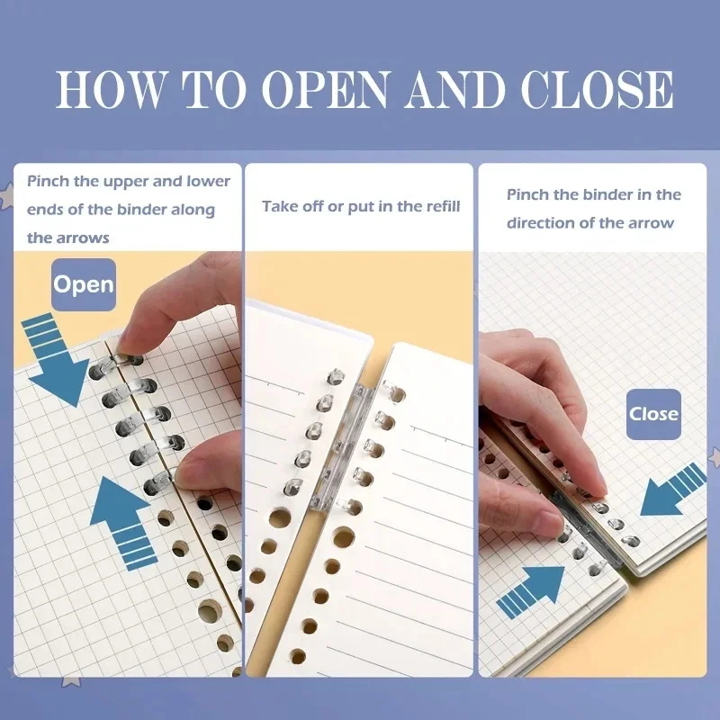 10-30pcs  Loose Leaf 5 Holes Plastic Ring A5/B5 Binder for Notebooks Stationery - view 2